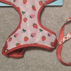 Strawberry Print Dog Harness  And Leash- Strawberries Red and Pink New With Tags